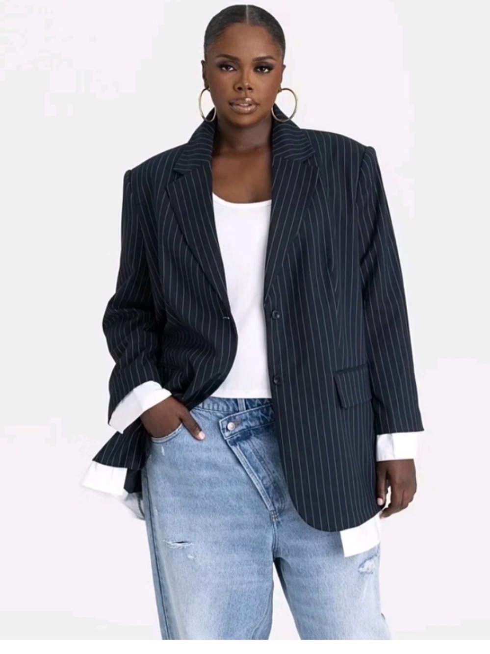 KBB by Kahlana The shirt blazer navy blue size 3X new without tags